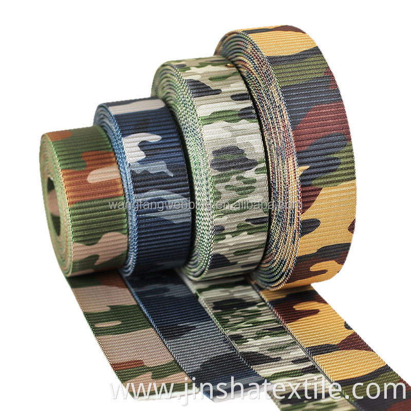 3.8cm camouflage webbing printing heat transfer bag strap webbing belt accessories can be custom nylon webbing